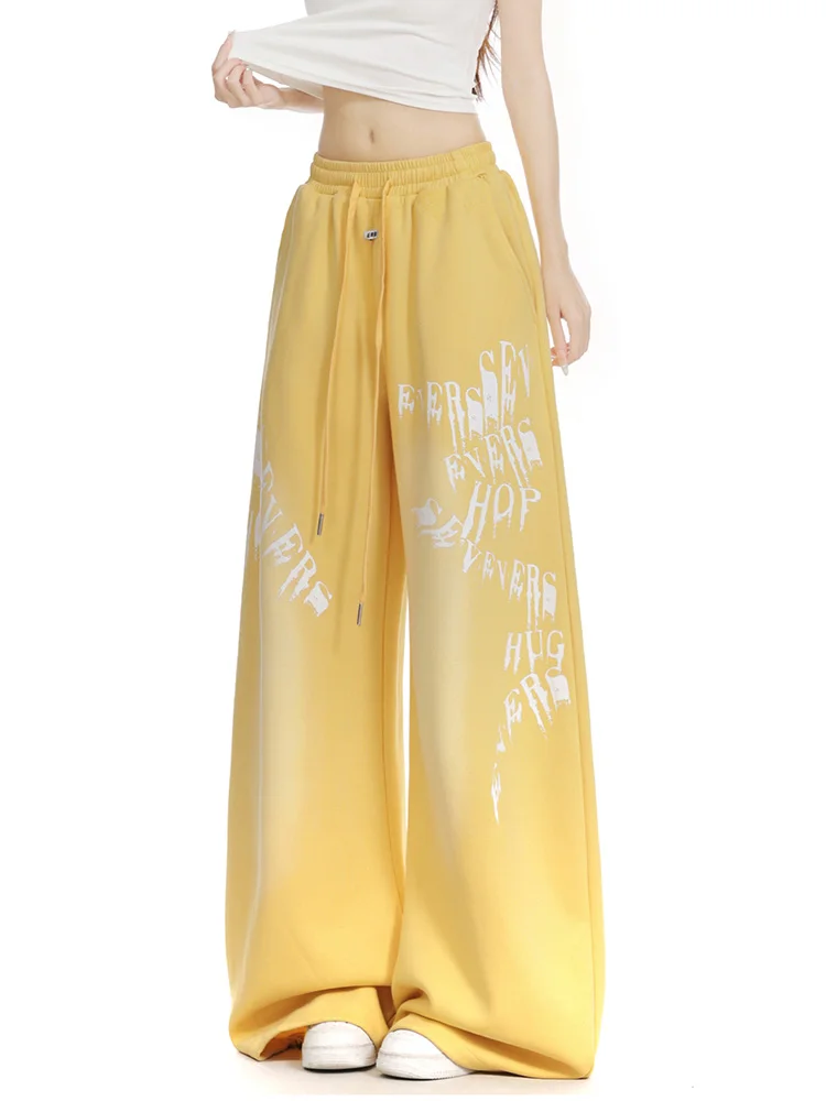 Hip Hop Letter Y2K Wide Leg Pants Women High Waist Loose American Vintage Trousers Fall Winter Streetwear Bf Harajuku Retro Pant
