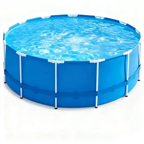 Commercial Grade Steel Frame Pool with High-Strength PVC Canvas, Large Outdoor Swimming Pool
