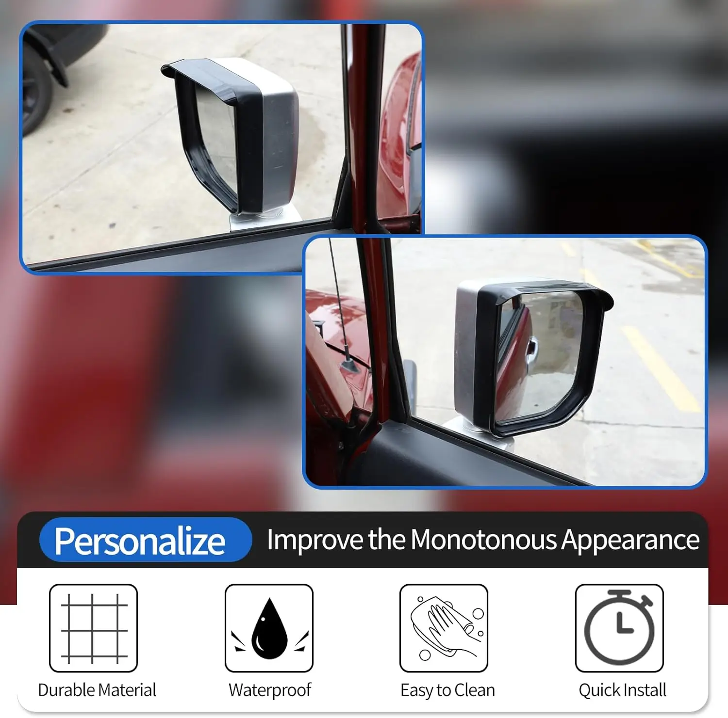 

ABS Carbon Fiber Car Rearview Mirror Rainbrow Trim For Toyota FJ Cruiser 2007-2021 Sideview Mirror Rainbrow Frame Cover Kit