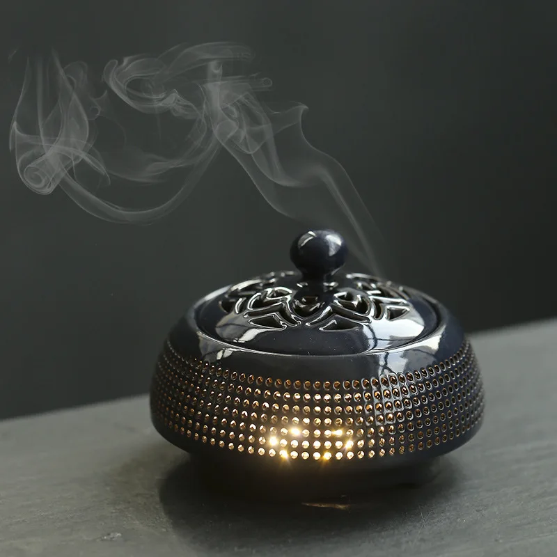 YXY 220V Purple Sand Electric Incense Burner OUD Sandalwood Plug-in Incense Powder Censer Essential Oil Lamp Bedroom Night Light