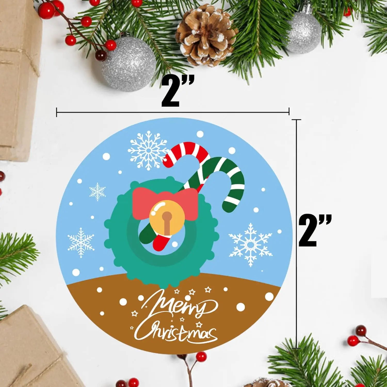 300Pcs Merry Christmas Stickers 2 Inch Xmas Tree Santa Snowman Gingerbread Man Deer Gift Tag Sticker Christmas Gift Labels