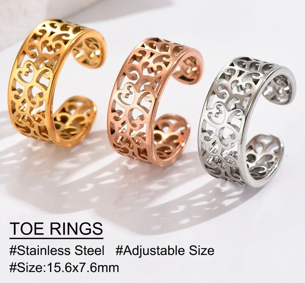 3-Piece Hollow Arrow Toe Ring Set for Women - Summer Beach Jewelry