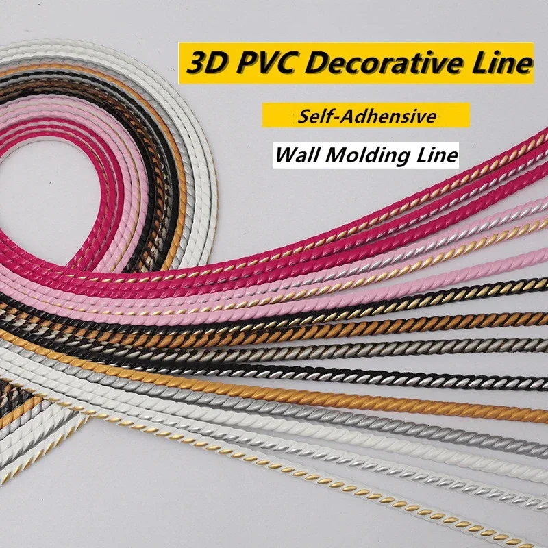 3D PVC Decorative Line Self-adhesive Flexible Line Suspended Ceiling Living Room Background Wall Sticker  Corner Molding Line