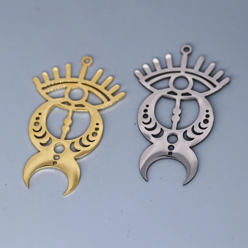 3pcs Egypt Turkey Evil Eyes with Moon Phase Charms Pendant for Jewelry Making Necklace Earrings DIY Handmade Crafts material