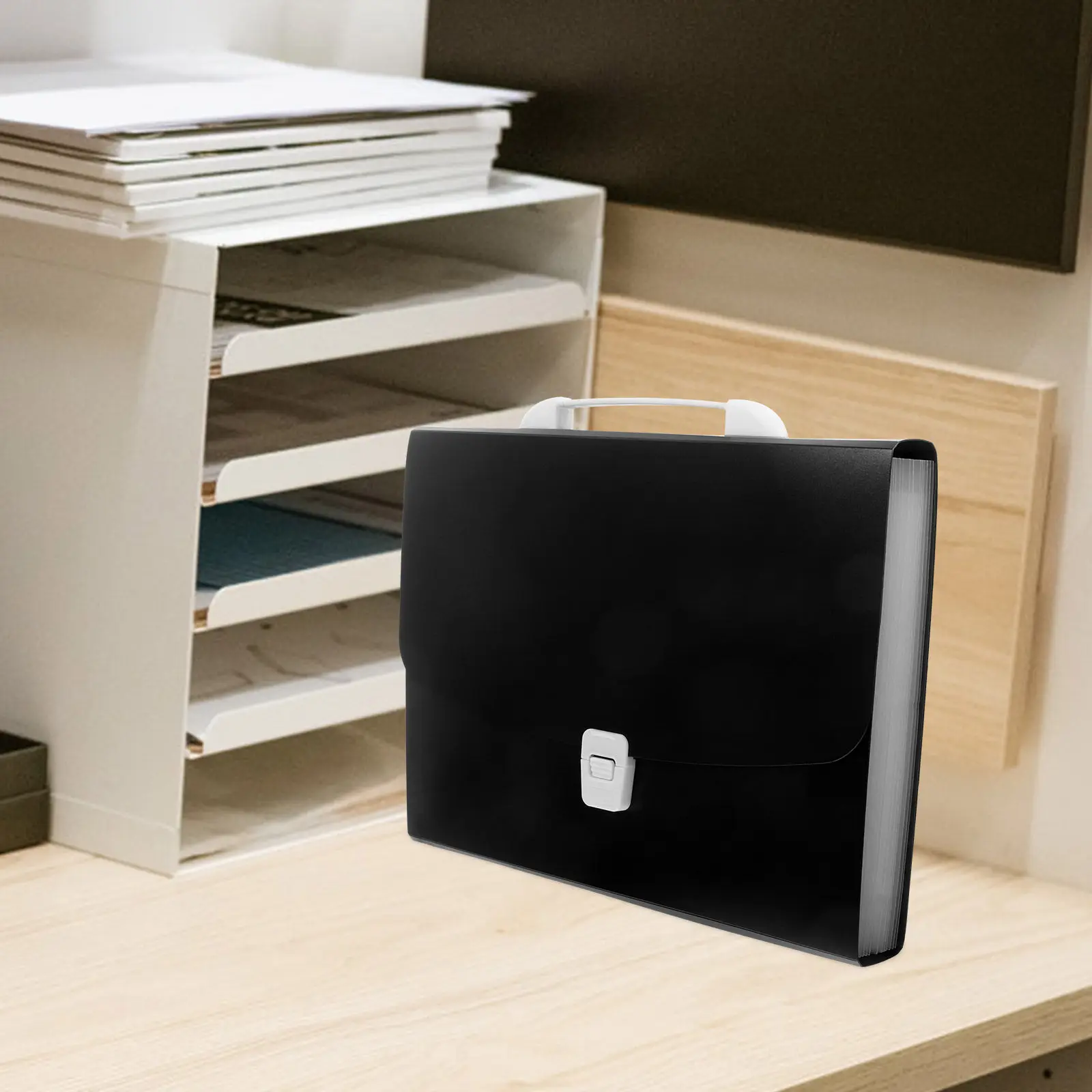 

Large Capacity Accordion File Folder Multi-Layer Design Portable Document Organizer for Office School Home Plastic File Storage