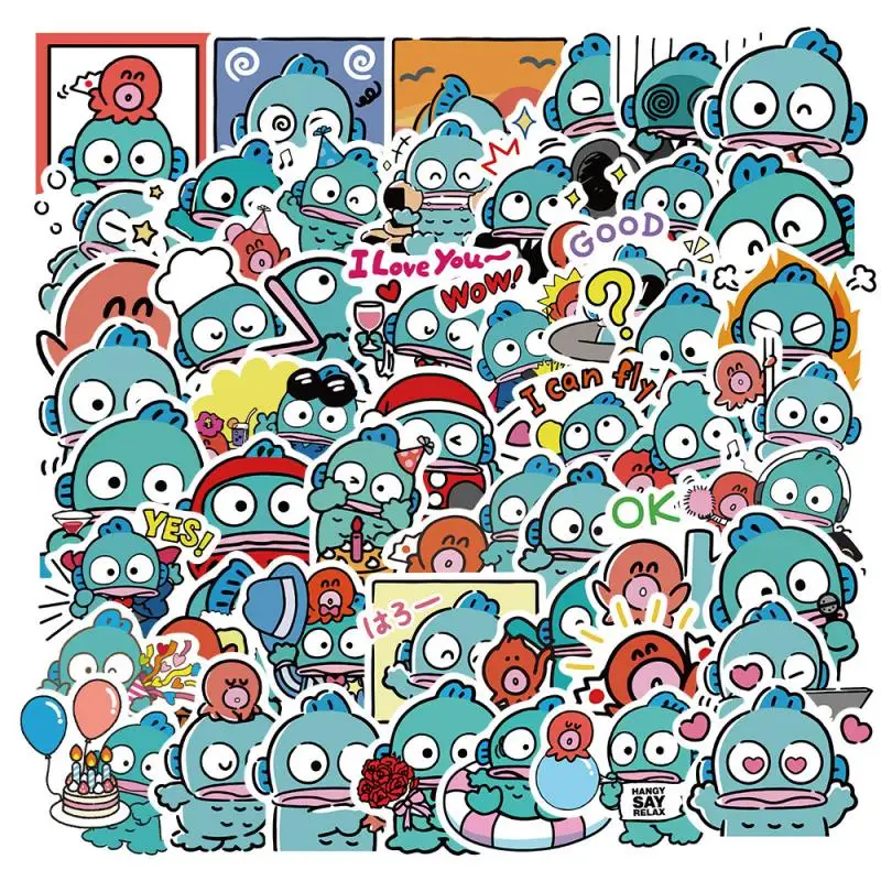 50Pcs Sanrio Hangyodon Kawaii Waterproof Stickers Anime Cartoon Phone Shell Notebook Water Cup Decorate Stickers Christmas Gift