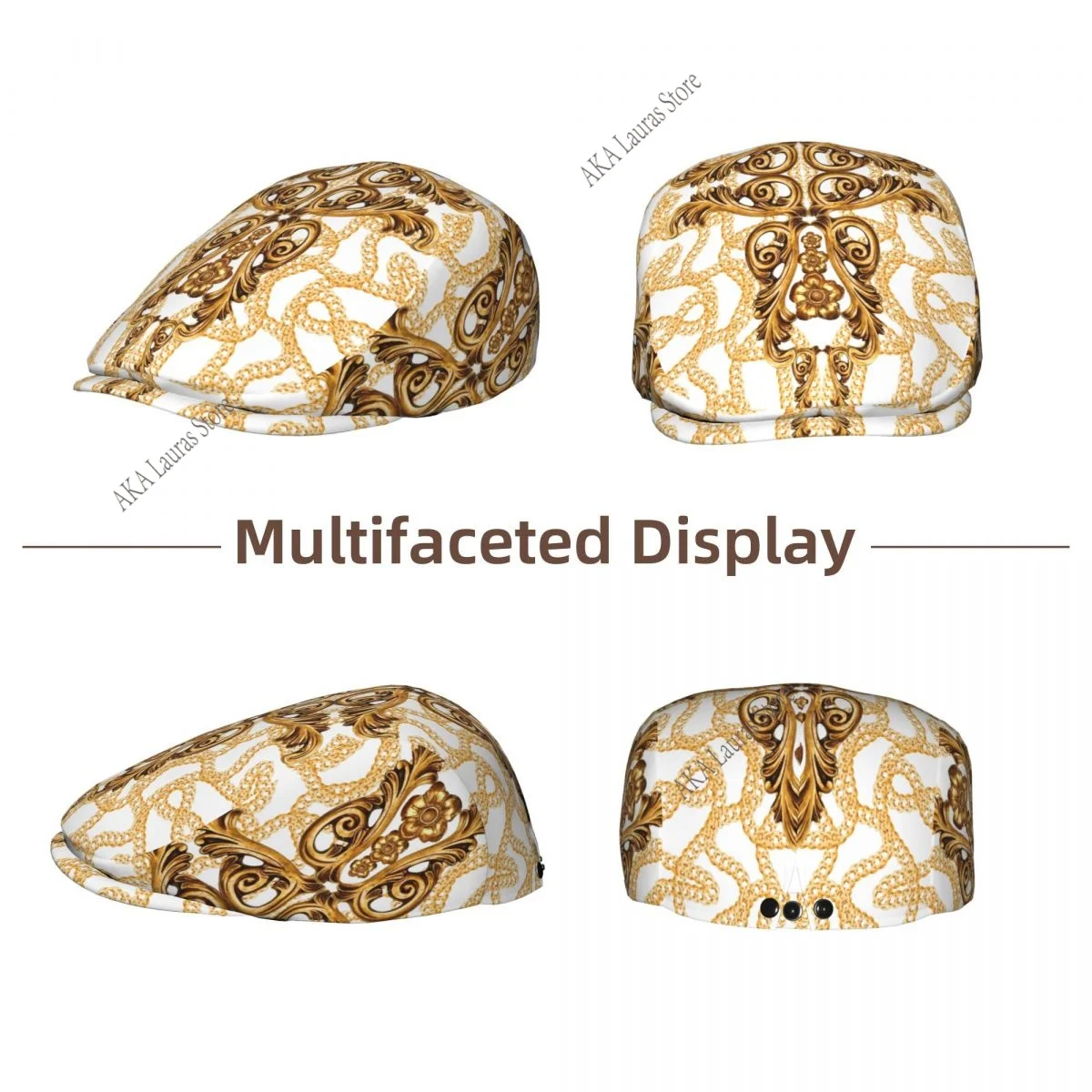 Spring and summers Gold Baroque Newsboy Caps Flat Peaked Cap Girl and Women Painter Beret Hats