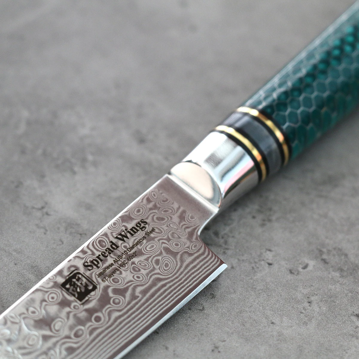 SW 6 Inch Utility Knife Damascus Steel Professional Chef Knife  Multi-Purpose  Cutting Kitchen Tools Green Resin Handle Fruits