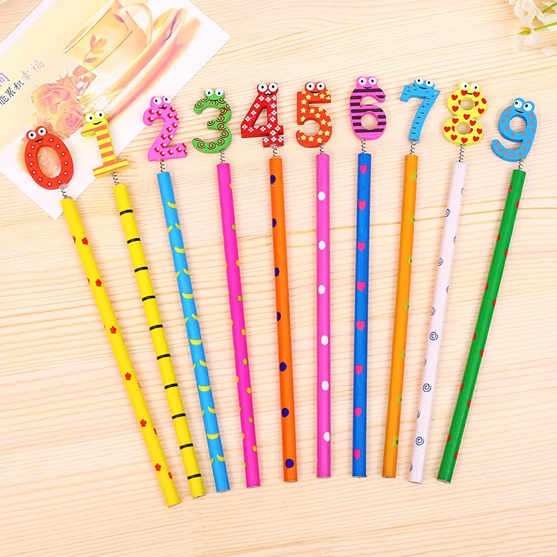 40 Pcs Number 0-9 Model Wooden Cute Learning HB Pencil / Creative Stationery / Student School Supplies/Children Gift