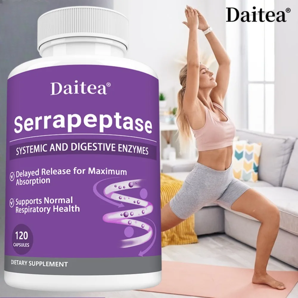 Serrapeptase Enzyme Supplement – Helps Support Sinus Health, Powerful Serrapeptase Enzymes Formula 45,000 SPU Per Capsule