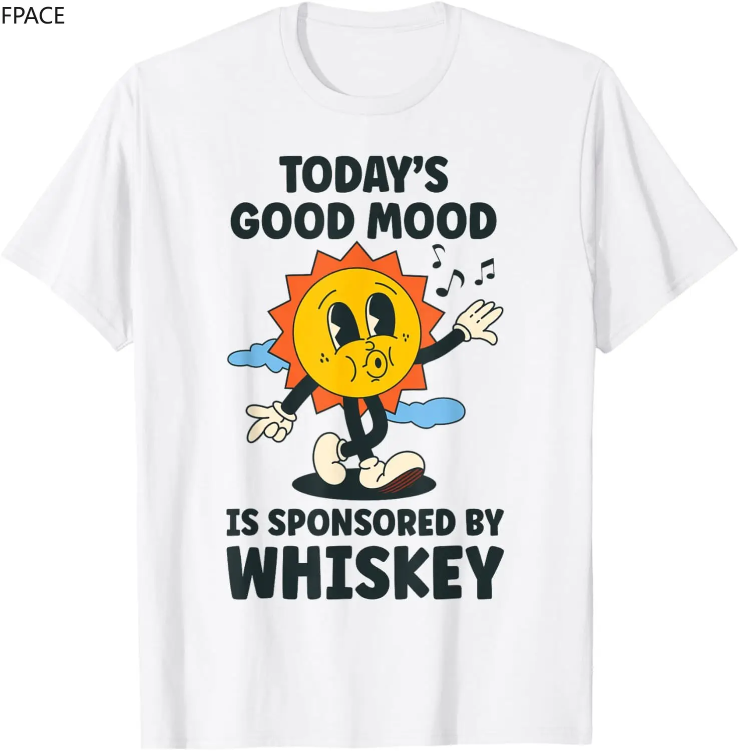 

Today's Good Mood Is Sponsored By Whiskey Retro Funny T-Shirt streetwear t shirt for men anime clothes