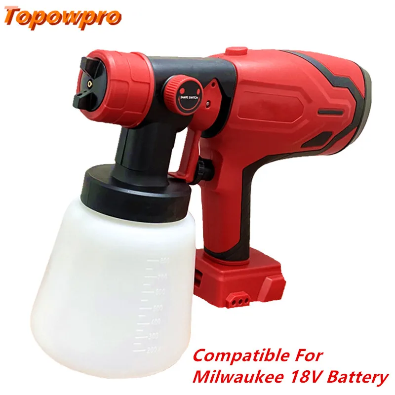 

Compatible For Milwaukee 18V Battery Electric Spray Gun 800ML High Power Cordless Paint Sprayer Home DIY Steel Coating Airbrush