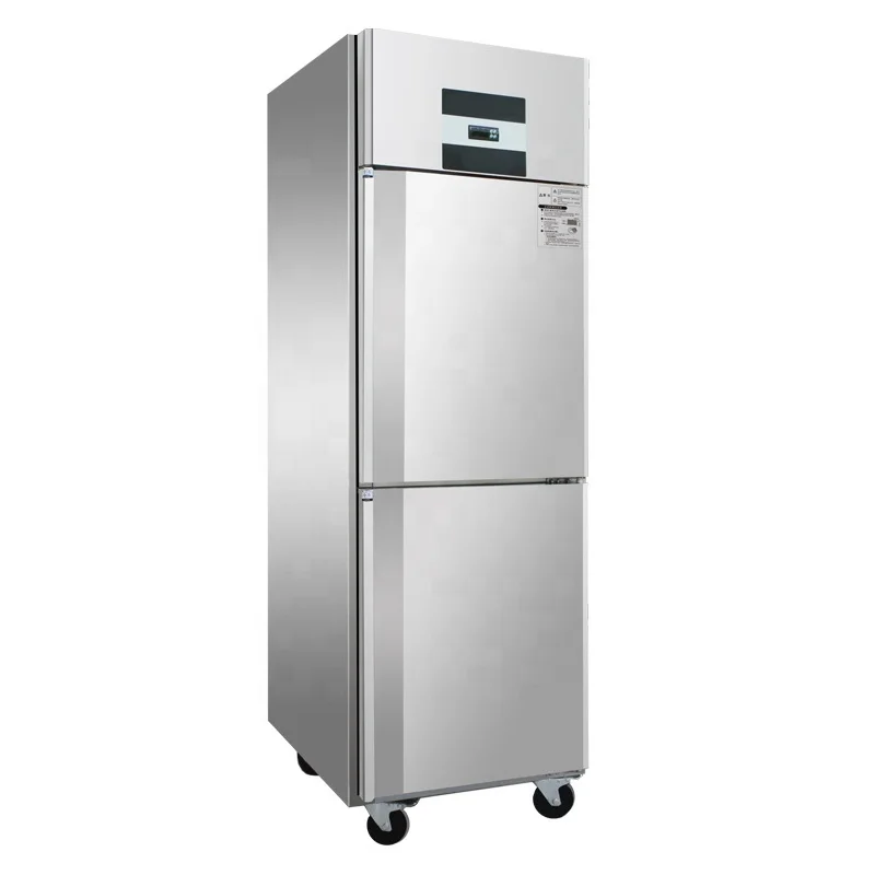 Commercial 2 Door Upright Stainless Steel Refrigerator Freezer Air Cooling Commercial Kitchen Fridge For Restaurant Hotel