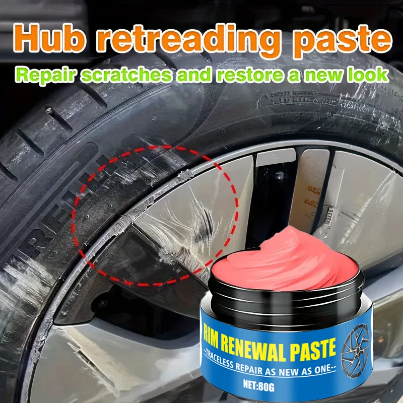 80g car wheel scratch repair kit, rim detail update paste, quick repair polishing paste, restore wheel color, maintain paint