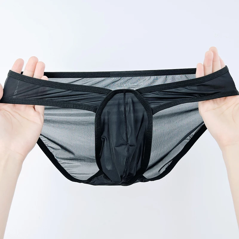

Мужское нижнее белье с низкой талией, трусы из ледяного шелка, ультратонкие мягкие мужские модные трусы, быстросохнущее треугольное нижнее белье, мужское