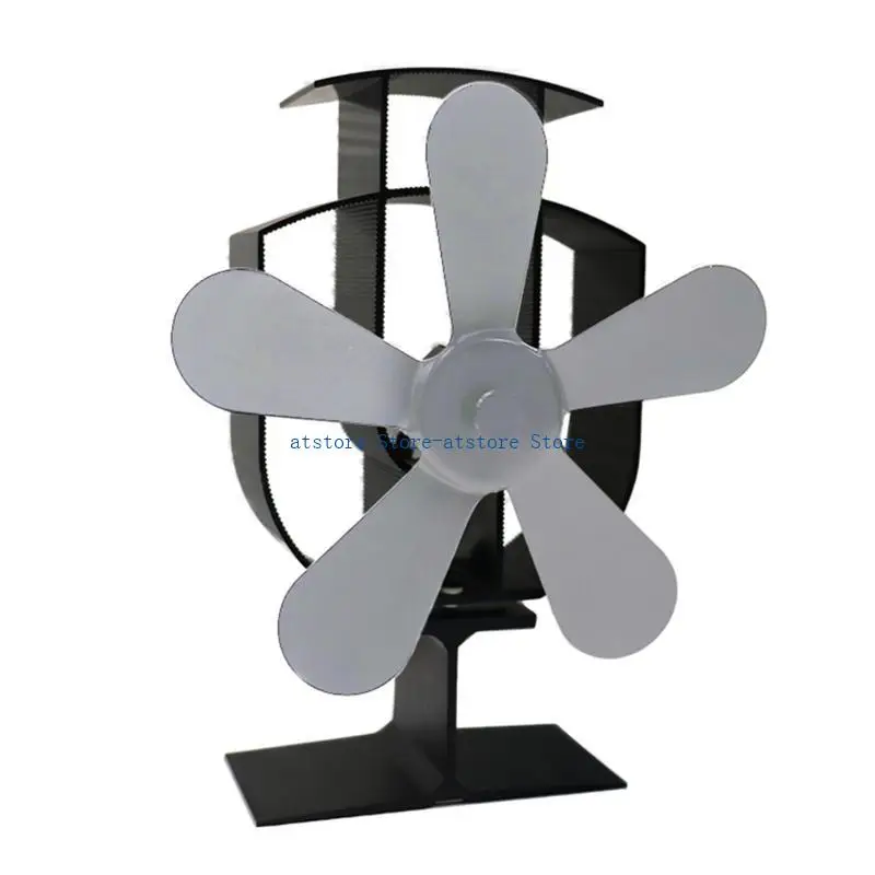 H37D موقد حرق الخشب بالاستشعار التلقائي مع ميزان الحرارة 5 شفرات تعمل بالطاقة الحرارية موقد الخشب مروحة صغيرة أسود برونزي ذهبي