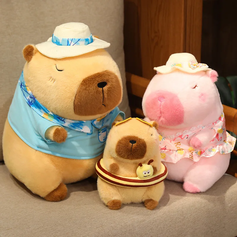 Yellow Duck Swim Ring Capybara Plush Toy Cute Simulation Beachwear Capibara Kawaii Stuffed Animal kapibala Birthday Travel Gifts
