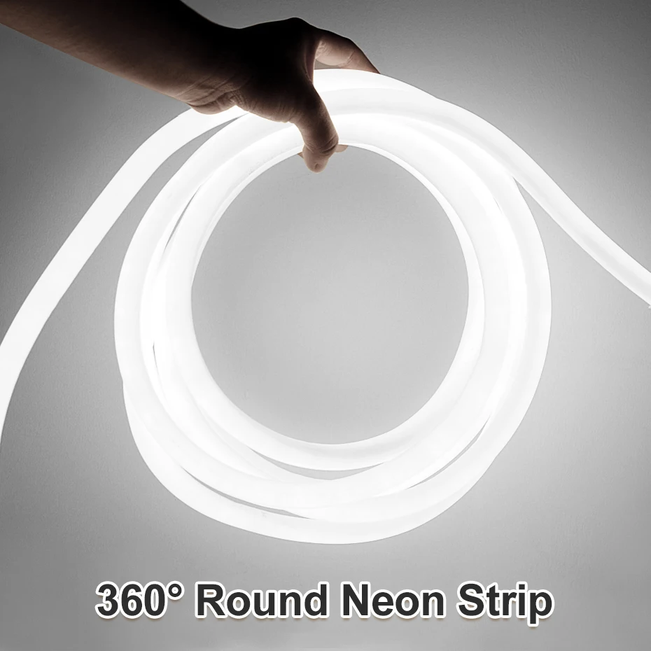 

220V LED Neon Light 120LED/m 2835 360 Round Tube Flexible Tape with EU Plug Led Lights IP67 Waterproof for Outdoor Decor 1m-100m