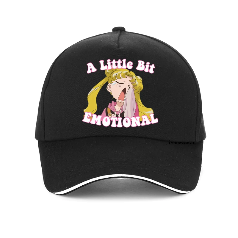 

Woman Funny Sailor Moon Cartoon hat Harajuku Casual a littie bit emotional Graphic print baseball cap Female Kawaii hats