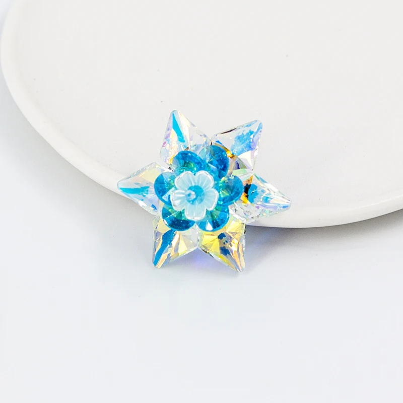 Colorful gradient glass crystal flower brooch