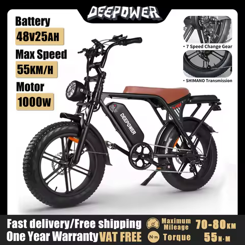 DEEPOWER V8 성인 전기 자전거 1000W 모터 EBicycle 48V 25AH 20 인치 타이어 전자 자전거 전기 산악 자전거 오프로드 오토바이