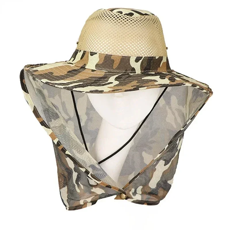 Sombrero de pesca al aire libre ala ancha hombre gorra de pesca de malla transpirable sombreros de playa camuflaje sol protección UV sombra sombrero Garder sombrero