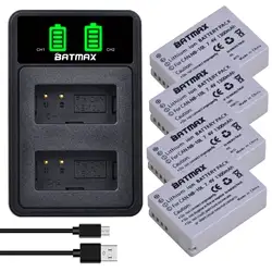 Batmax NB-10L NB10L Battery+LED Dual Charger with Type C Port for Canon G1X G15 G16 SX40HS SX50HS SX60HS SX40 SX50