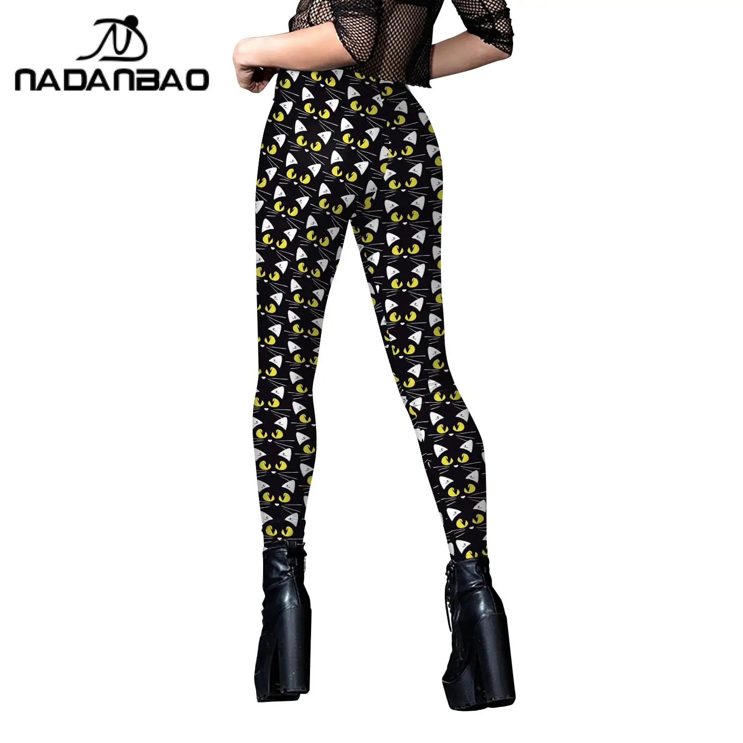 Nadanbao legging wanita 3D hitam motif Digital, celana legging pinggang tinggi modis kualitas tinggi untuk olahraga Yoga