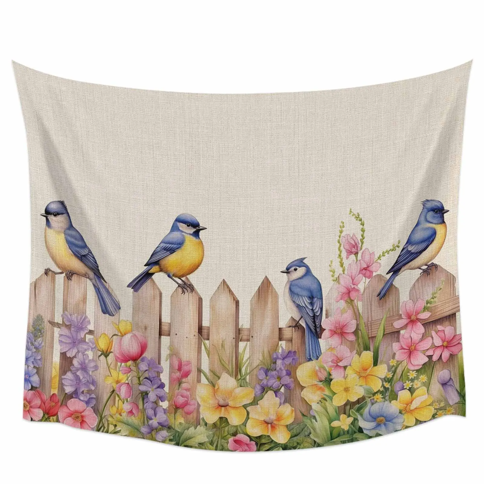 Country Garden Birds Flowers Tapestry Wall Hanging Boho Wall Tapestry Bedroom Living Room Decor Hanging Cloth