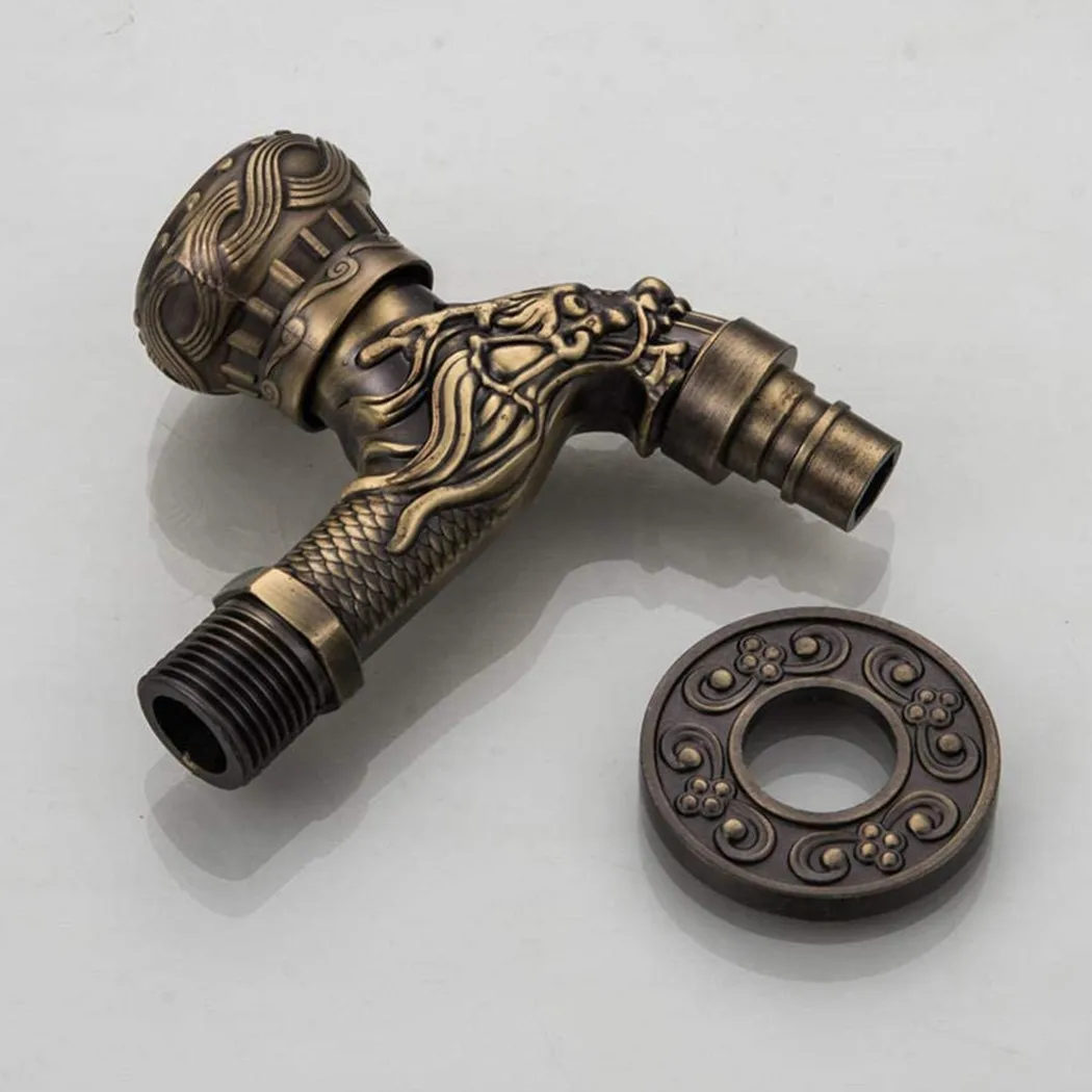 

Garden Wall Mounted Bibcock with Antique Bronze Coating for Outdoor Use Decorative Zinc Alloy Faucet Single Handle Design