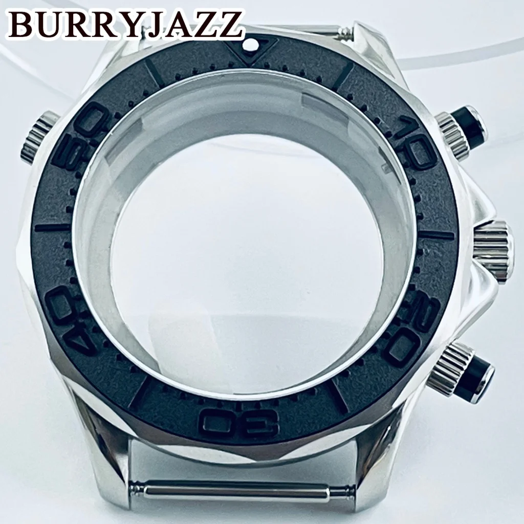 

Корпус для часов BURRYJAZZ 40 мм Seamaster 300 подходит для VK63 VK64, многофункциональный кварцевый хронограф, серебряный корпус для часов, сапфировое стекло
