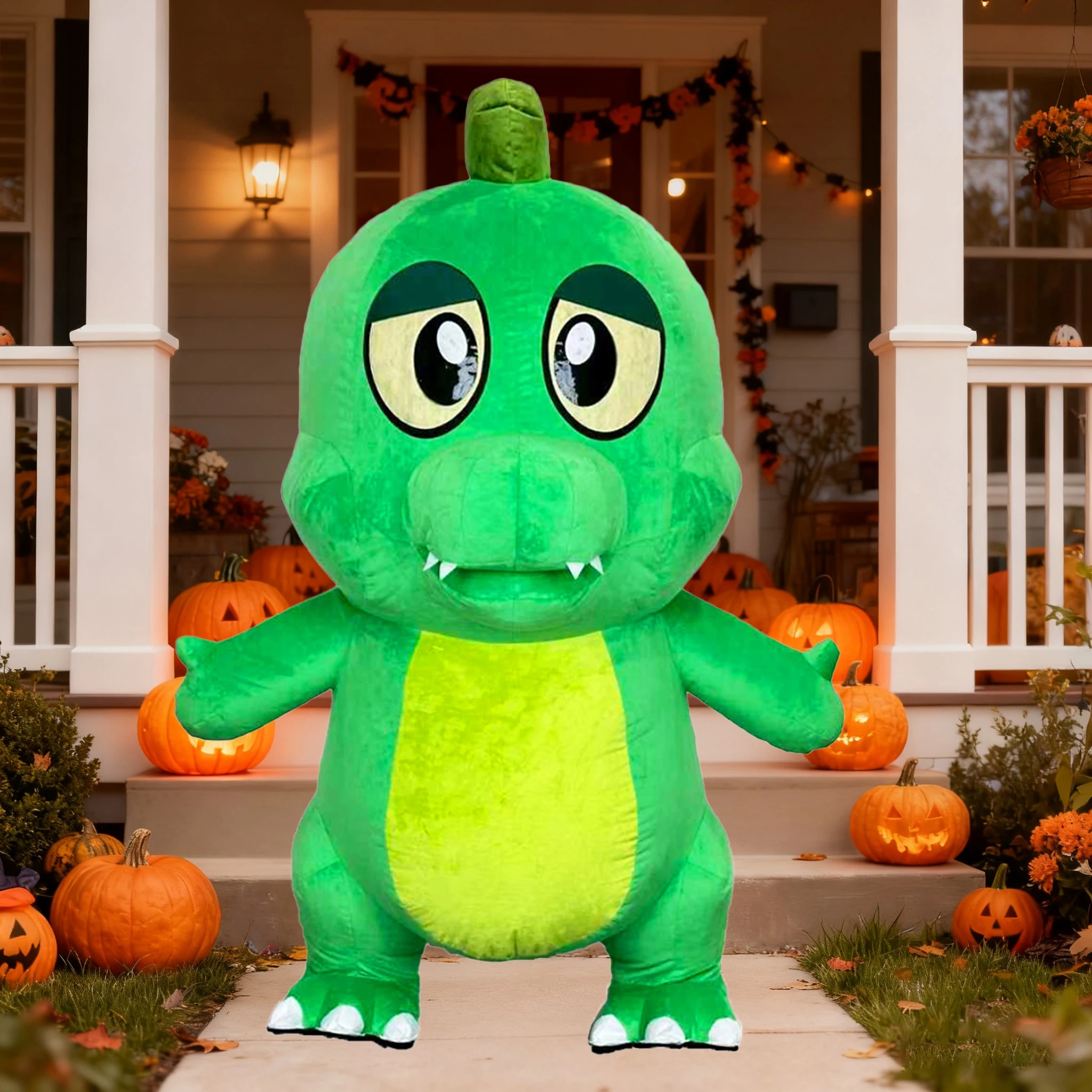 كارتون ديناصور قابل للنفخ زي التميمة موكب الكبار شخصية تأثيري عيد ميلاد عيد الهالوين مجموعة الحدث