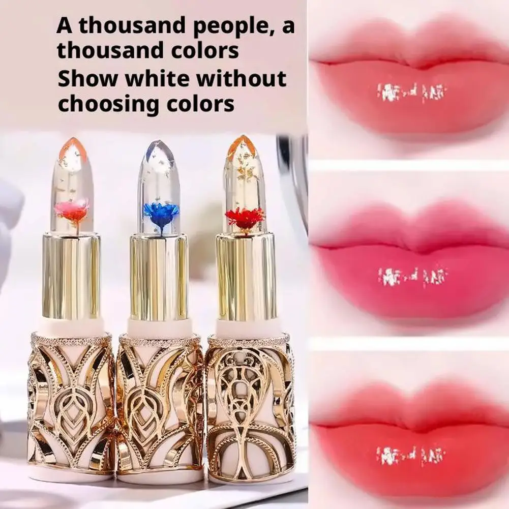 Moisturising Jelly Flower Lipstick Clear Temperature Color Changing Lip Gloss With Flower Inside Waterproof Long Lasting LipBalm