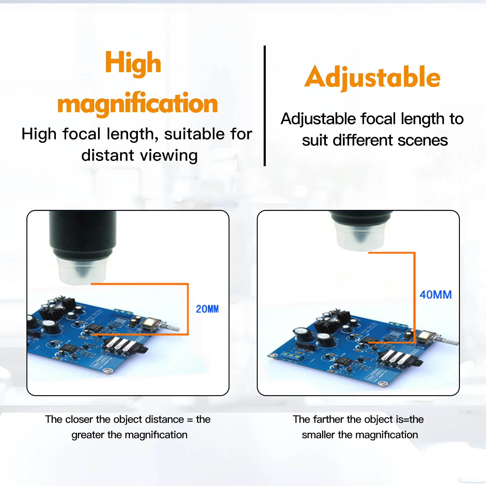 2000X Continuous Zoom Microscopes 8 LEDs 12MP 10.1'' Digital Microscope Adjustable Stand for Electronics Soldering PCB Repair