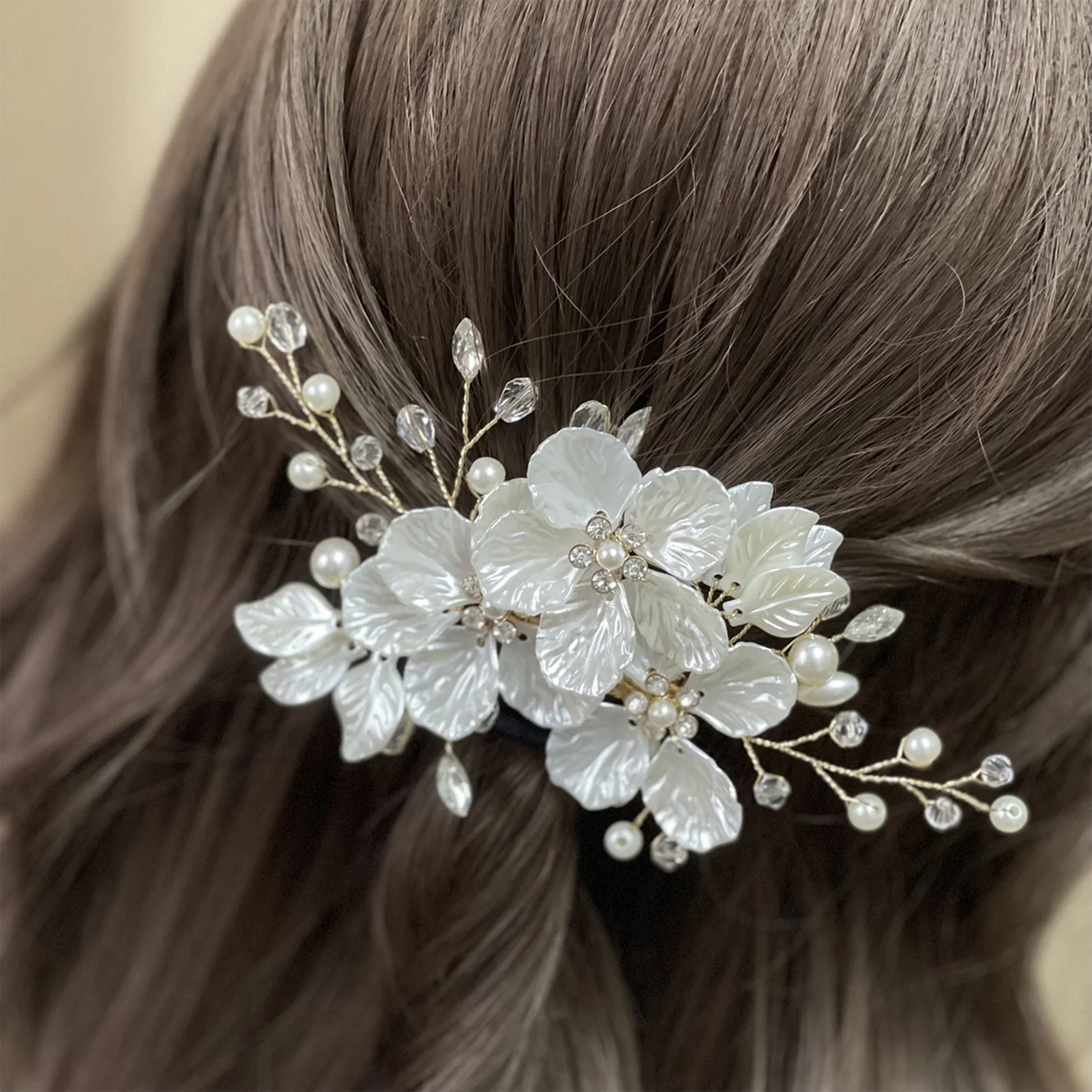 Różowe/białe/niebieskie kwiatowe spinki do włosów ręcznie robione perły kwiatowe spinki do włosów dla panny młodej ślubna biżuteria do włosów eleganckie nakrycie głowy druhny — zdjęcie 6