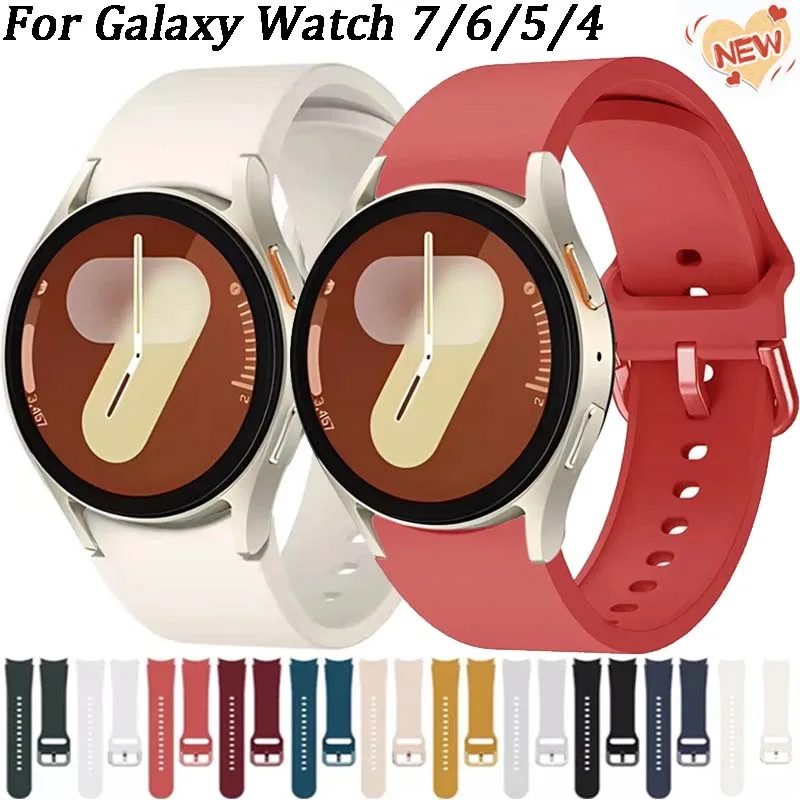 Оригинальный силиконовый ремешок для Samsung Galaxy Watch 7/6/5/4 40 мм 44 мм 5/Pro браслет Galaxy Watch 6/4 Classic 47/46 мм 43/42 мм