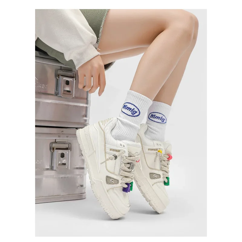 Fashion Women's Shoes 2024 Couple White Vulcanized Shoes Casual Lace-up Shoes New Outdoor Platform Sneakers Zapatos Para Mujeres