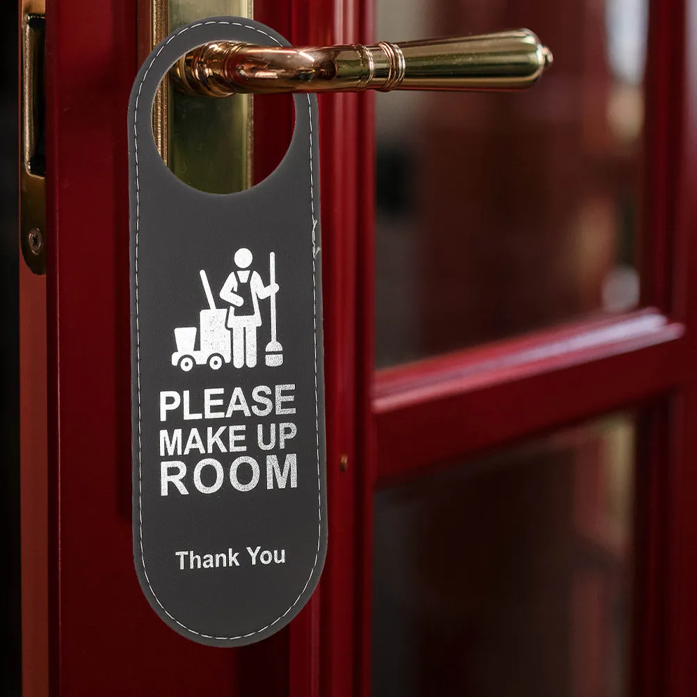 4Pcs Black Door Hanger Hotel Double Sided Room Privacy Sign Do Not Disturb Please Clean Office Door Sign Bathroom Decor for Men