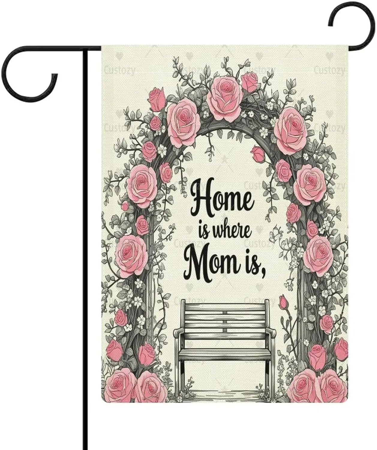 Garden Flag “Home Is Where Mom Is” Double Sided 12x18 In Small Burlap Seasonal Yard Decoration for Outside Porch AAO YYX EEZ