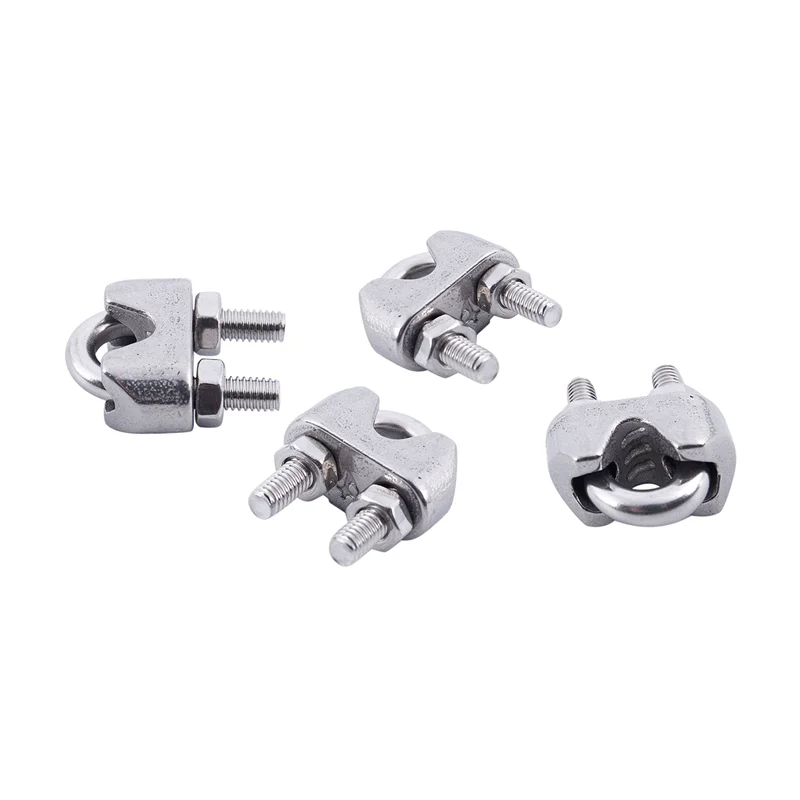 12Pcs Stainless Steel Cable Clip Saddle Clamp For 5/32 Inch 4Mm Wire Ropes-A78G