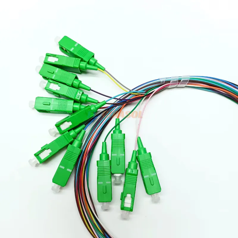 High Reliability Fiber Optic Pigtial 12Core SC APC/UPC  SM 1.5Mm  Optic Patch Cord Durable Cable Durable 0.9mm Cable Diameter