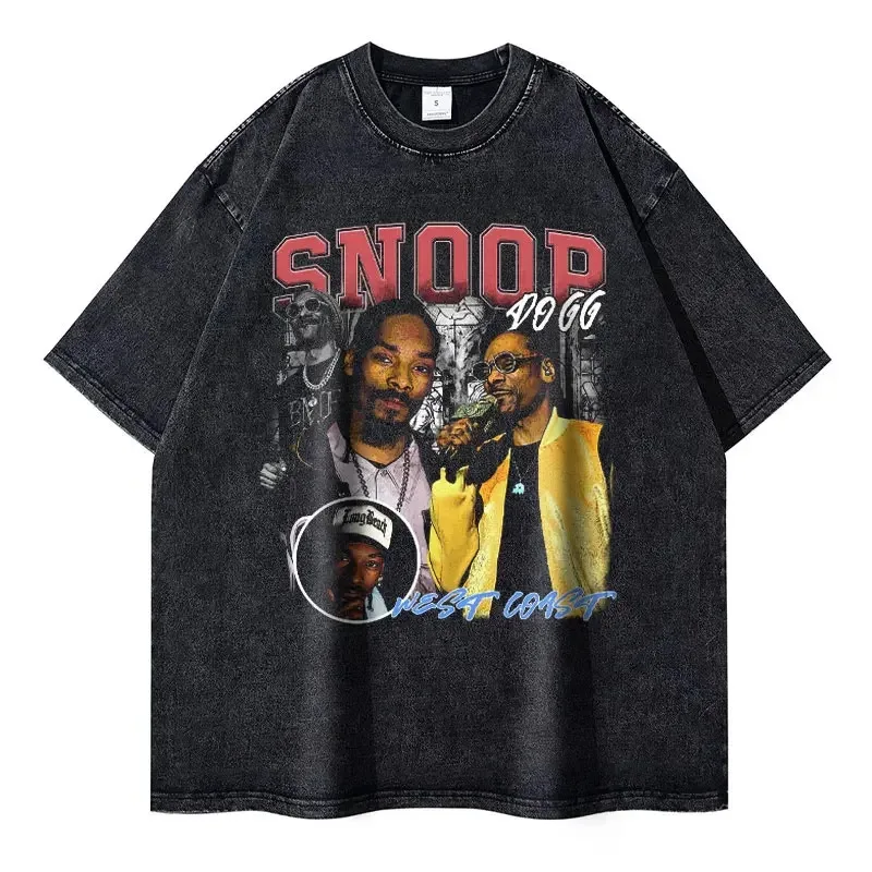 

Футболка с рэпером Snoop Dogg в стиле хип-хоп, винтажная футболка из чистого хлопка, уличная одежда в стиле Харадзюку, свободные топы большого размера, футболки
