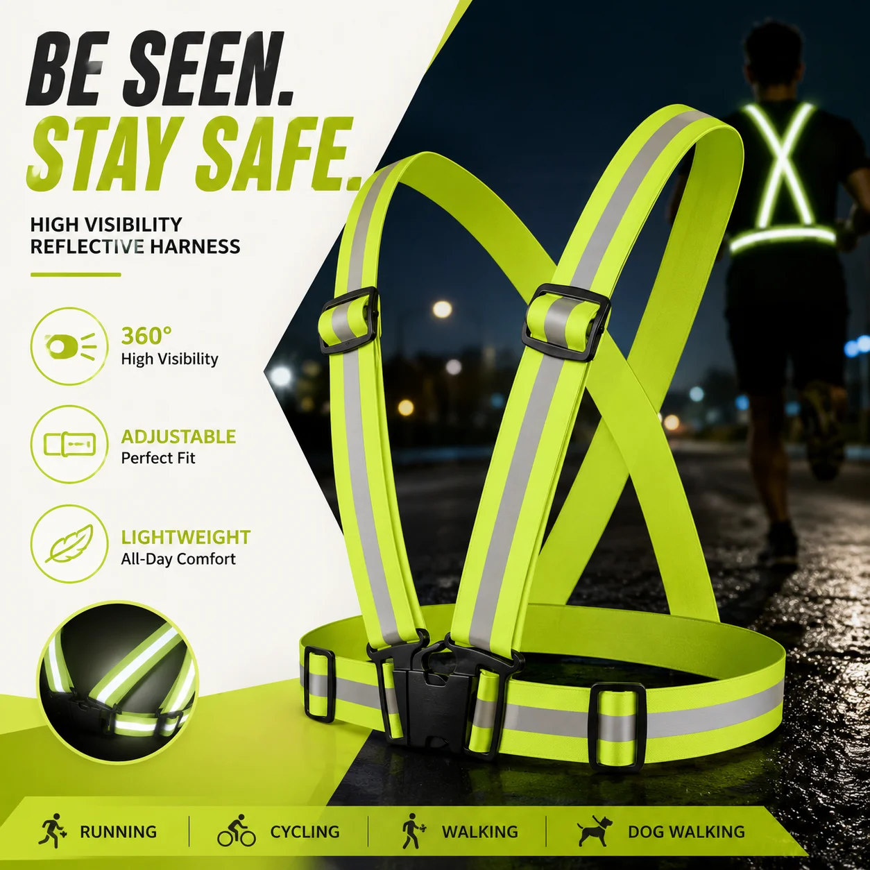 Running Gear Winter Men - Reflecterend veiligheidsvest met hoge zichtbaarheid Neon