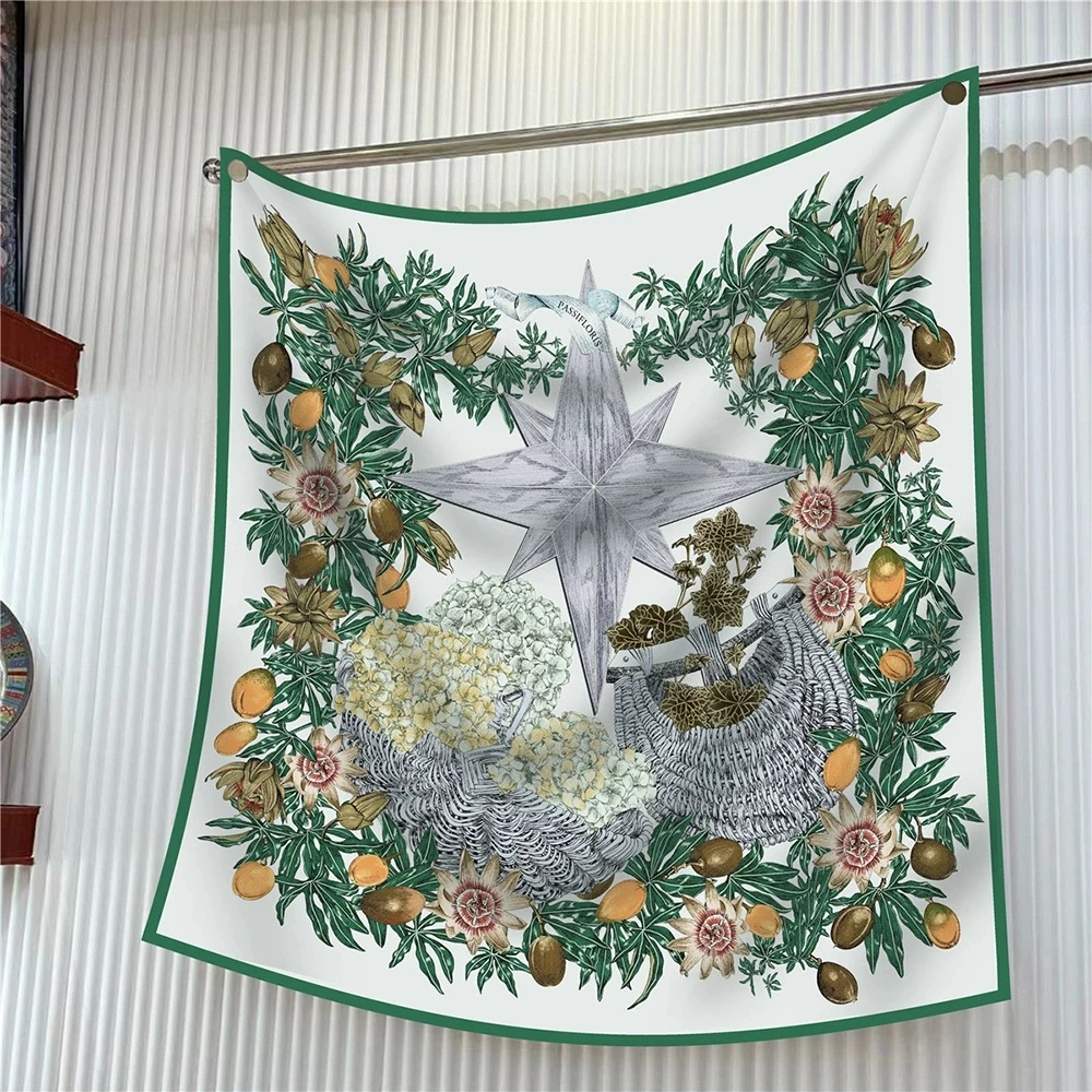 

European 90CM Square Scarf Fashion Luxury Printed Twill Scarf Shawl Hijabs Bandana Foulard Neckerchief For Travelling
