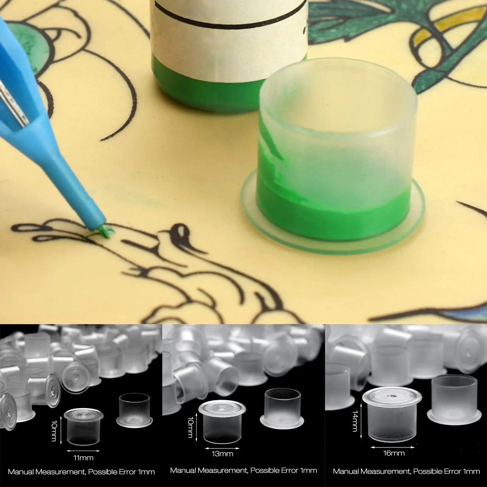 Tattoo Ink Caps Cups Self Standing Plastic Pigment Cups Storage Kit for Microblading Professional Tattoo Supplies