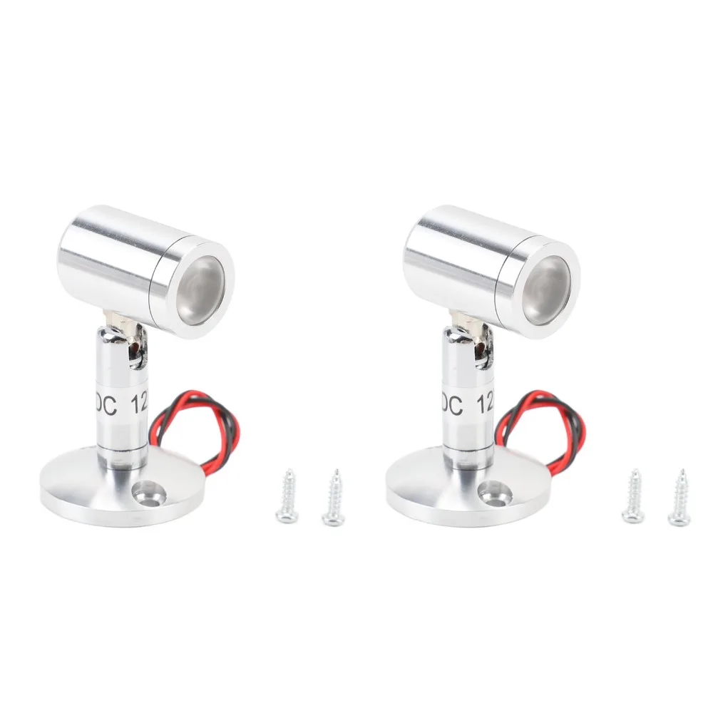 2 Pack DC 12V LED Spotlights Silver Aluminum Alloy Body Mini LED Spotlights Adjustable Angle Rotatable LED Spot Lights