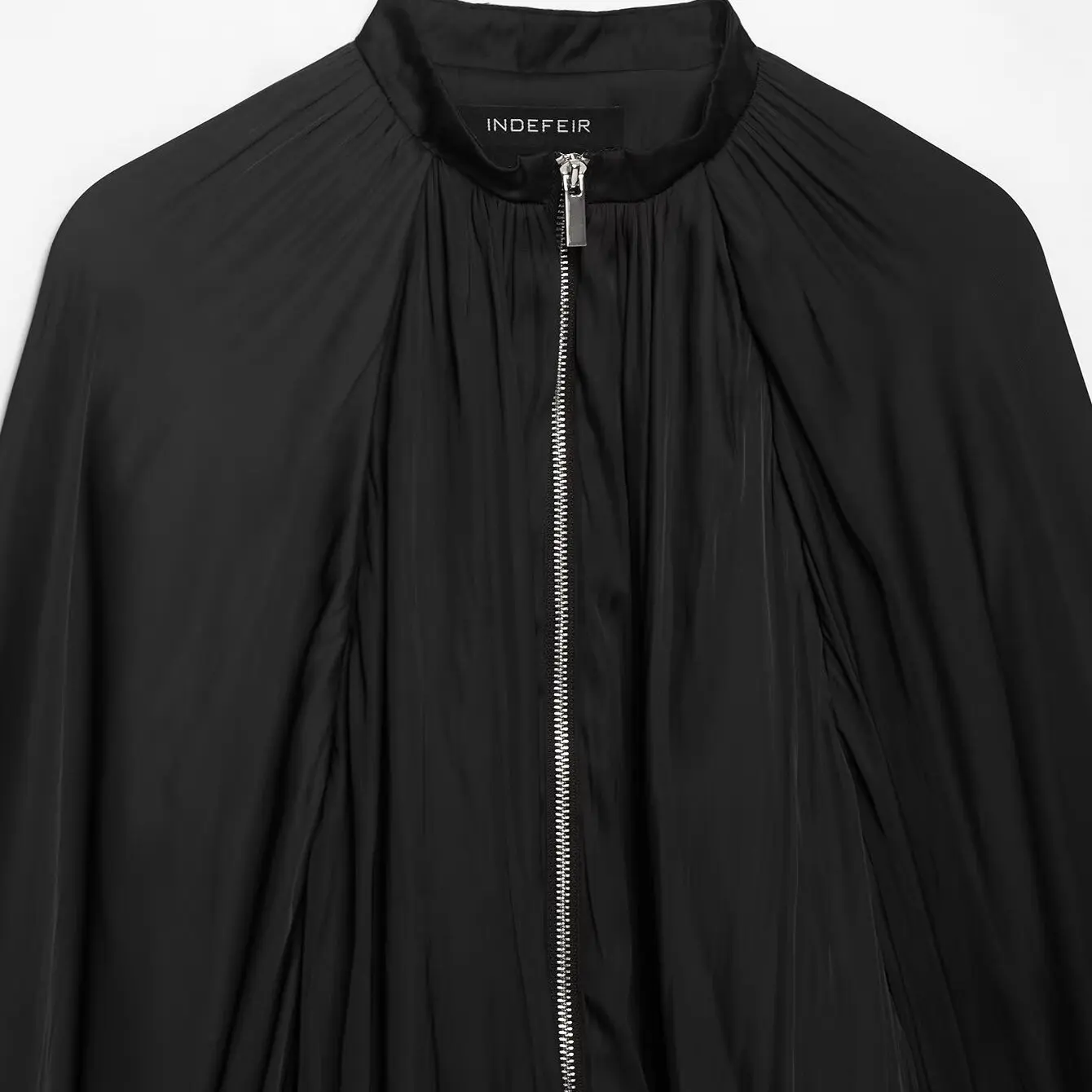KASLEAD Fashion Satin Pilot Jacket Women's Outerwear Stylish Zipper Closure Long Sleeve Polyester Fiber Autumn Collection