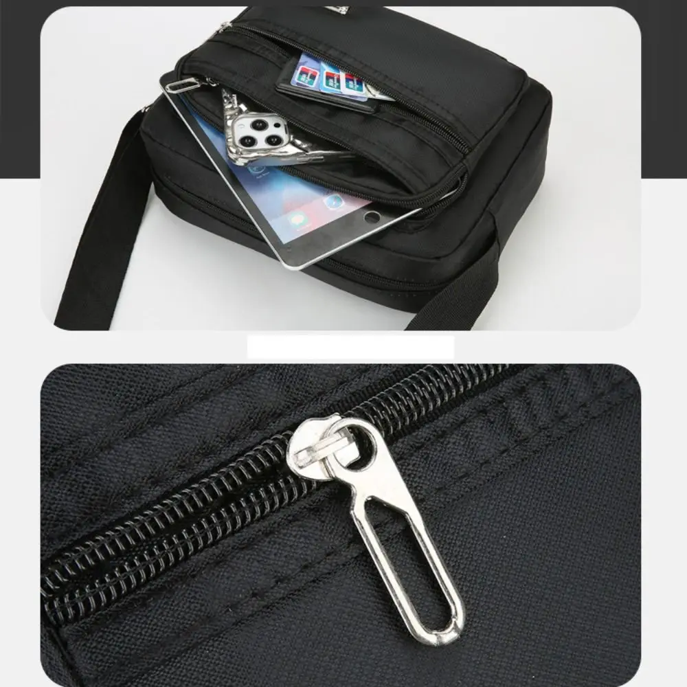 Nylon Men Crossbody Bags Black Brown Blue Green 4 Zippers/ 6 Zippers Boy Messenger Bags Oxford Cloth Rectangle Shoulder Bag Male