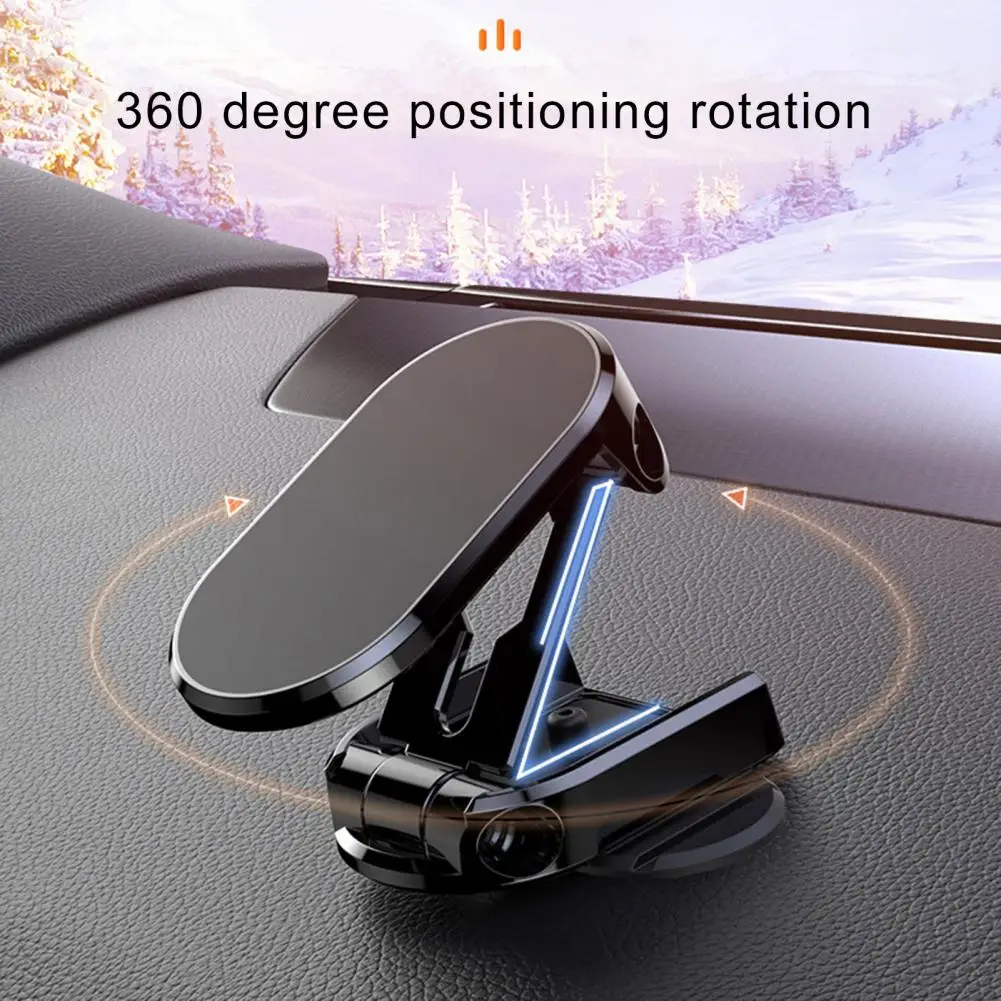 Shake-proof Phone Mount Adjustable Magnetic Car Phone Holder Hands-free Mount for Windshield Dashboard 360° Rotation Telescopic