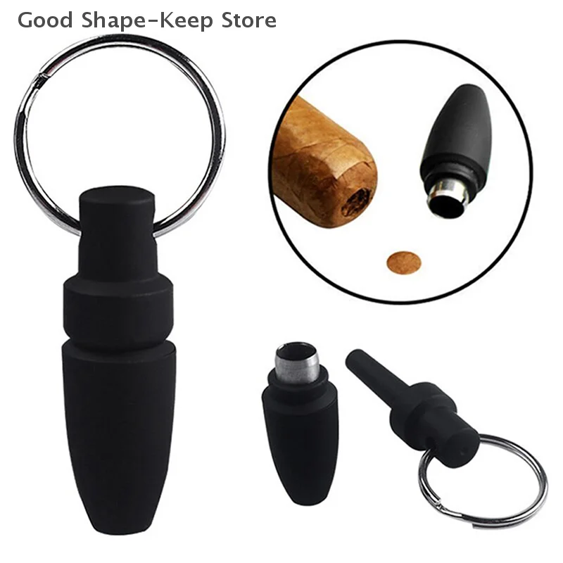 1PC Blade Cigar Cutter Drill Hole Pocket knife for Cigar With Key Ring Clip Rubber Portable Cigar Puncher Accessories Gadgets